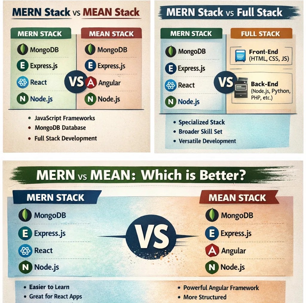mern stack vs mean stack, mern stack vs full stack, which is better mern or mean